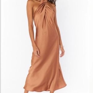 Show me your mu-mu Jasmine Halter dress in copper